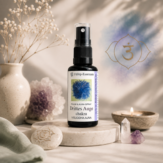 DRITTES AUGE – Chakra Spray Ajna - Zur energetischen Unterstützung der Konzentrationsfähigkeit & Selbsterkenntnis - 30 ml Auraspray aus hochwertigem Violettglas
