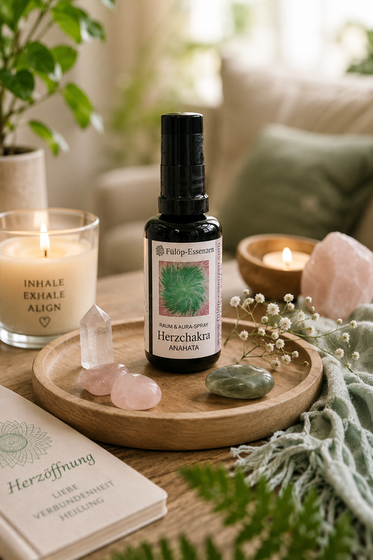 HERZCHAKRA-SPRAY Anahata - Zur energetischen Unterstützung eines harmonischen Herzens - 30 ml Auraspray aus hochwertigem Violettglas