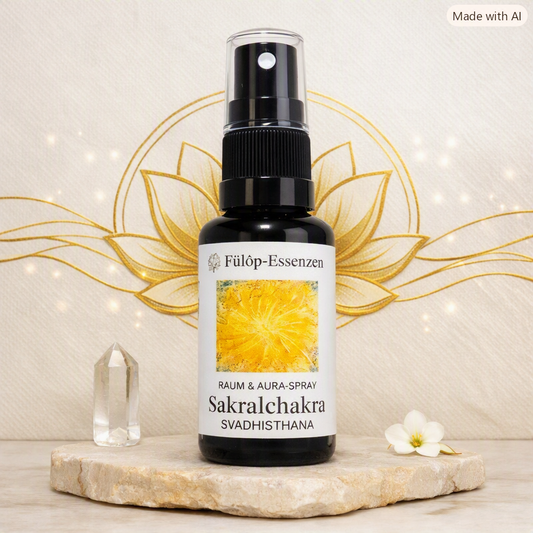 SAKRALCHAKRA-SPRAY Svadhisthana - Zur energetischen Unterstützung der Schaffenskraft, Lebenslust & Sexualität - 30 ml Auraspray aus hochwertigem Violettglas